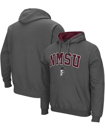 Colosseum Athletics New Mexico State aggies Arch And Logo Pullover Hoodie - Gray
