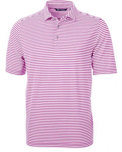 Cutter & Buck Virtue Eco Pique Stripe Recycled Polo Shirt - Pink