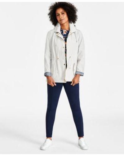 Style & Co. Style Co Cotton Printed 3 4 Sleeve Top High Rise Ponte Knit Pants Hooded Anorak Created For Macys - Blue