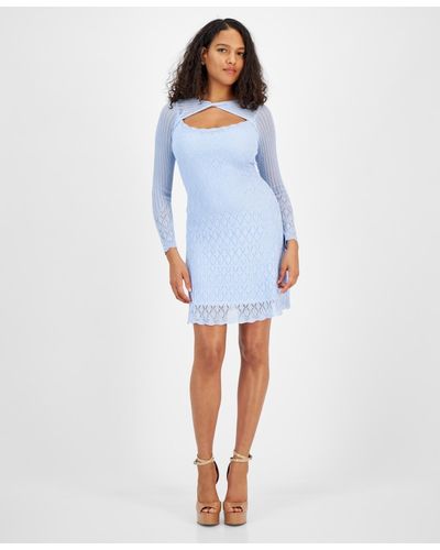 Guess Kellie Pointelle-knit Sweater Dress - Blue