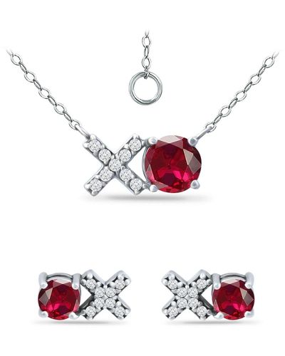 Giani Bernini Created Ruby And Cubic Zirconia "xo" Pendant And Earring Set - White