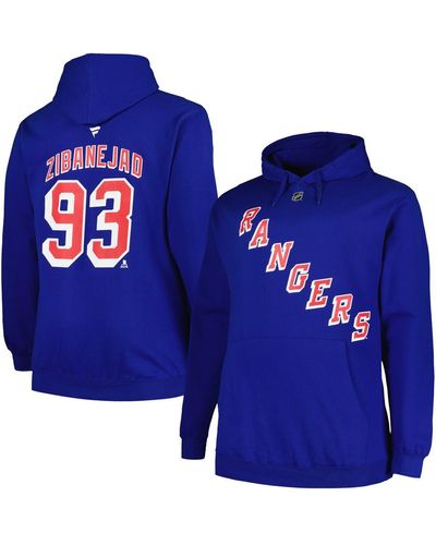 Profile Mika Zibanejad New York Rangers Big And Tall Name And Number Pullover Hoodie - Blue