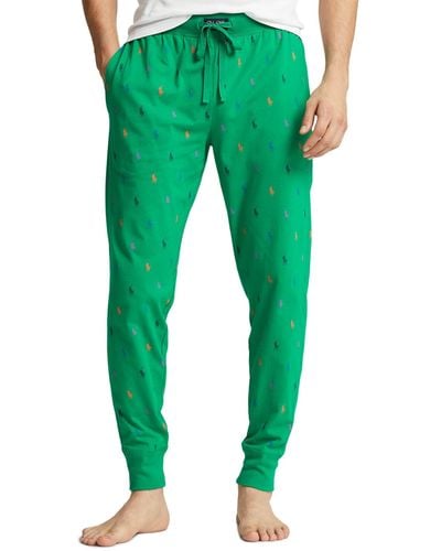 Polo Ralph Lauren Ribbed Waistband jogger Pajama Pants - Green
