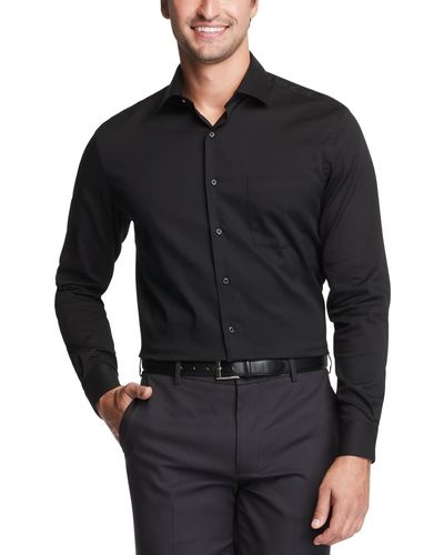 Van Heusen Big & Tall Classic/regular-fit Stain Shield Solid Dress Shirt - Black