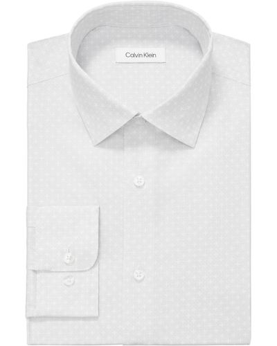 Calvin Klein Steel+ Slim Fit Stretch Wrinkle Resistant Dress Shirt - White