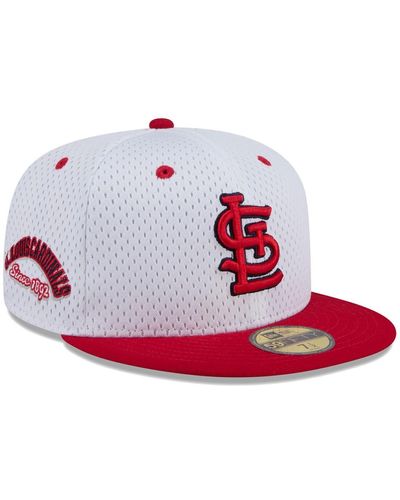 KTZ White St. Louis Cardinals Throwback Mesh 59fifty Fitted Hat - Red