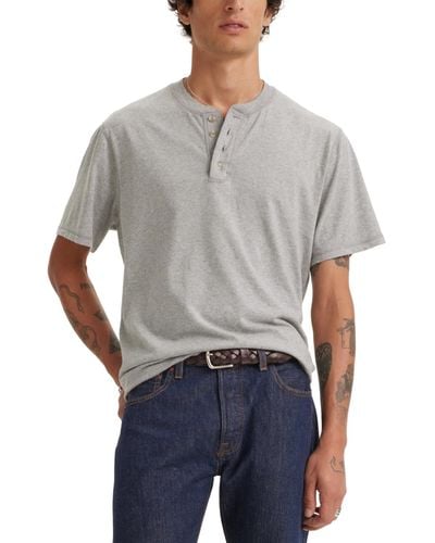 Levi's Relaxed-fit Solid Short-sleeve Henley - Gray