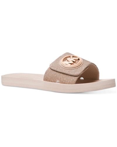 Michael Kors Michael Mk Charm Pool Slide Slip-on Flat Sandals - Pink