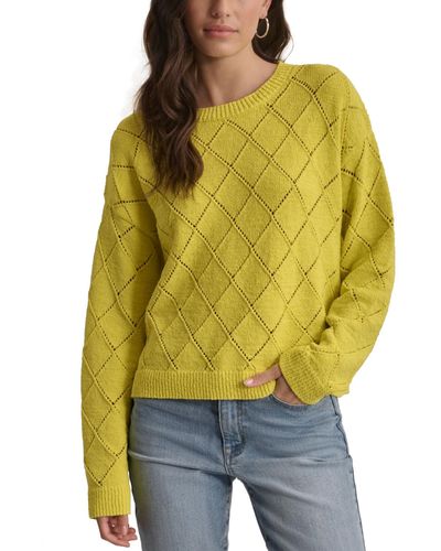DKNY Diamond-shaped Pointelle Sweater - Yellow