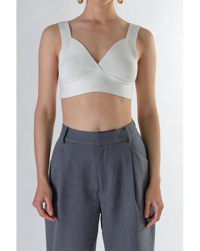 Endless Rose Back Tie Elevated Knit Bralette - Gray
