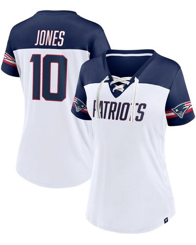 Fanatics Mac Jones New England Patriots Athena Name And Number V-neck Top - Blue