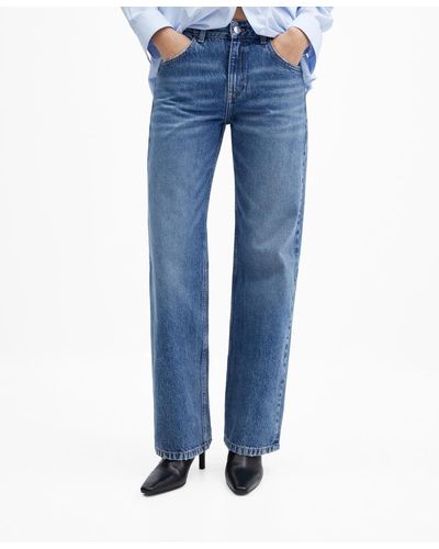 Mango Mid-rise Straight Jeans - Blue