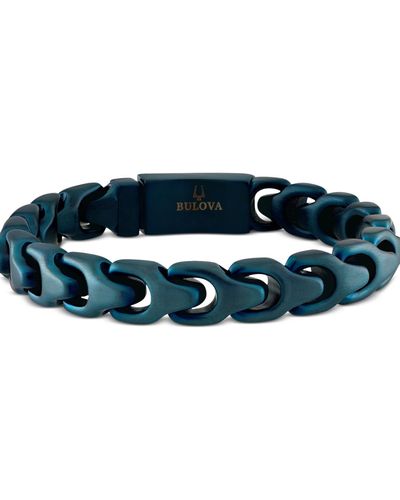 Bulova Tone Ip Stainless Steel Link Bracelet - Blue