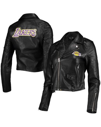 The Wild Collective Los Angeles Lakers Moto Full-zip Jacket - Black