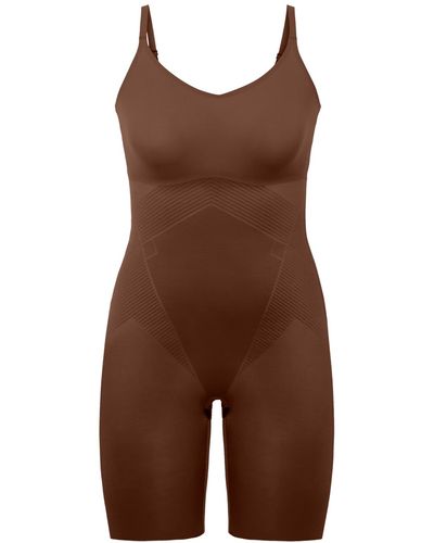 Spanx Thinstincts Mid-thigh Bodysuit 10380r - Brown