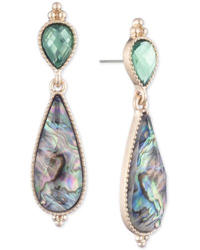 Lonna & Lilly Gold-tone Stone Double Drop Earrings - Green