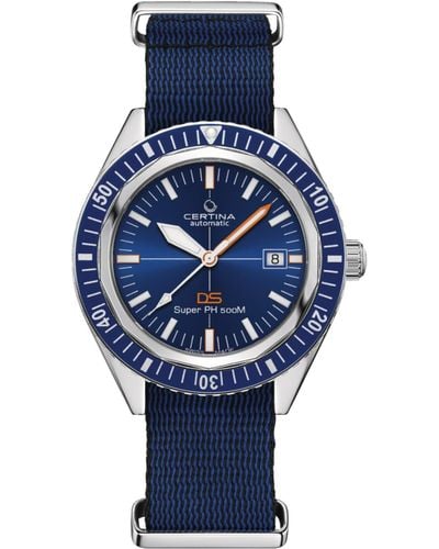 Certina Swiss Automatic Ds Super Ph500m Synthetic Strap Watch 43mm - Blue