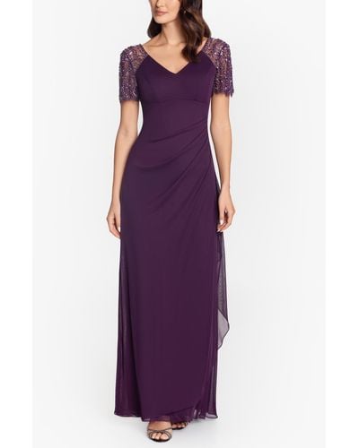 Xscape Petite Embellished Chiffon Gown - Purple