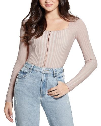Guess Allie Striped Cardigan - White