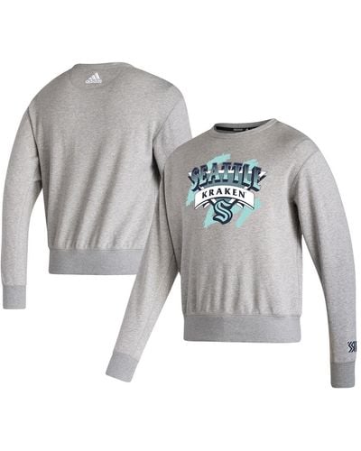 adidas Seattle Kraken Reverse Retro 2.0 Vintage-like Pullover Sweatshirt - Gray