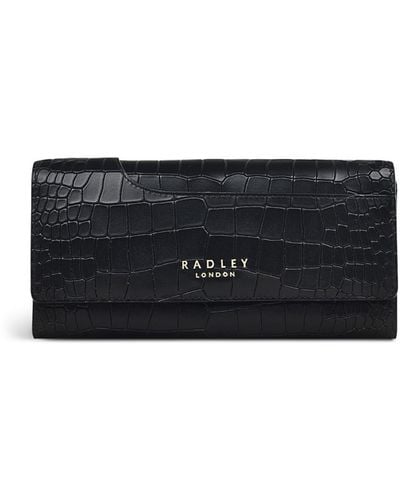 Radley Pockets 2.0 Faux Croc Mini Flapover Wallet - Black