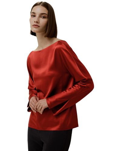 LILYSILK Minimalist Shiny Silk Top - Red