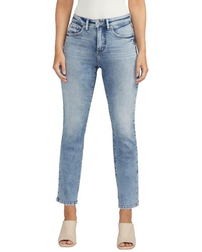 Silver Jeans Co. Isbister High Rise Straight Leg Jeans - Blue