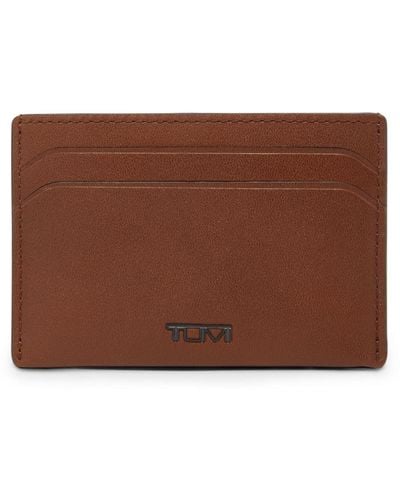 Tumi Nassau Slim Card Case Leather Wallet - Brown