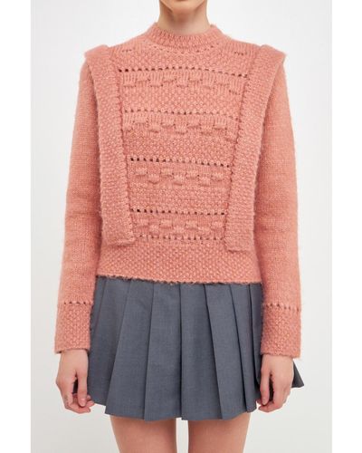 Endless Rose Chunky Wool Knit Detailed Sweater - Pink