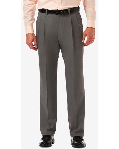 Haggar Cool 18 Pro Classic-fit Expandable Waist Pleated Stretch Dress Pants - Gray