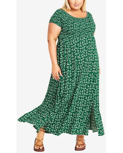 Avenue Plus Size Raelynn Print Maxi Dress - Green