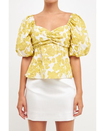 Free the Roses Floral Peplum Top - White