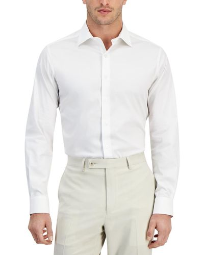 Alfani Slim-fit Temperature Regulating Solid Dress Shirt - White
