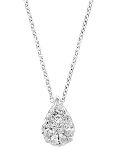 Effy Effy® Diamond Teardrop Cluster 18" Necklace (3/4 Ct. T.w.) In 14k White Gold - Metallic