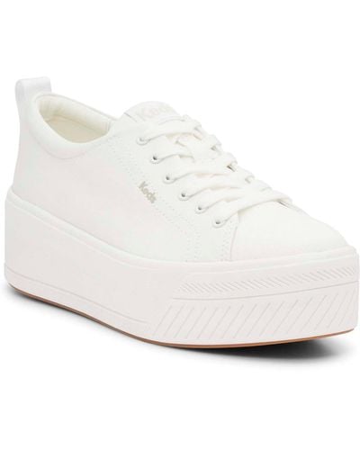Keds Skyler Canvas Lace-up Platform Casual Sneakers From Finish Line - White