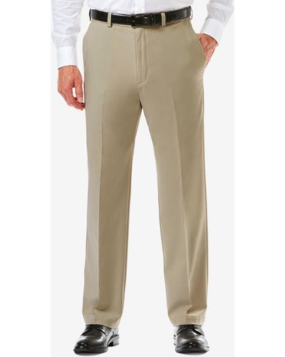 Haggar Cool 18 Pro Classic-fit Expandable Waist Flat Front Stretch Dress Pants - Green