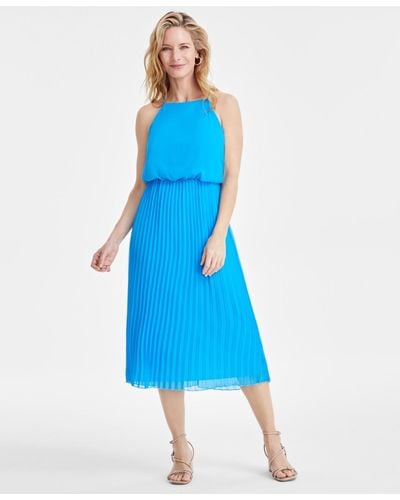 Sam Edelman Blouson Pleated Midi Dress - Blue