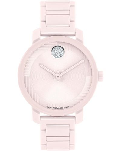 Movado Swiss Bold Evolution 2.0 Blush Ceramic Bracelet Watch 34mm - Pink