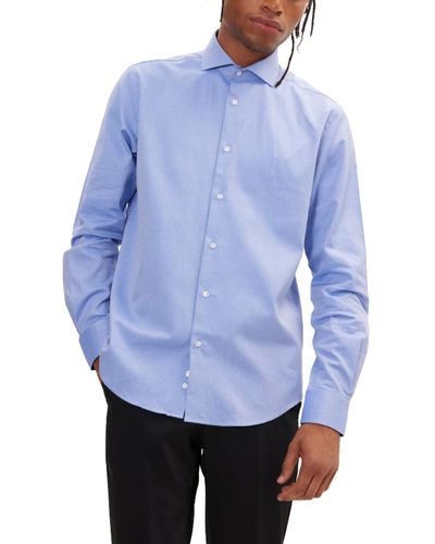 Ron Tomson Modern Spread Collar Fitted Shirt - Blue