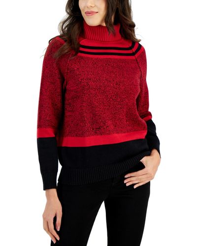 Karen Scott Cotton Turtleneck Sweater - Black