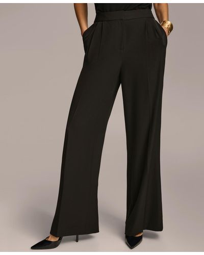 Donna Karan Pleat Front Wide Leg Pants - Black