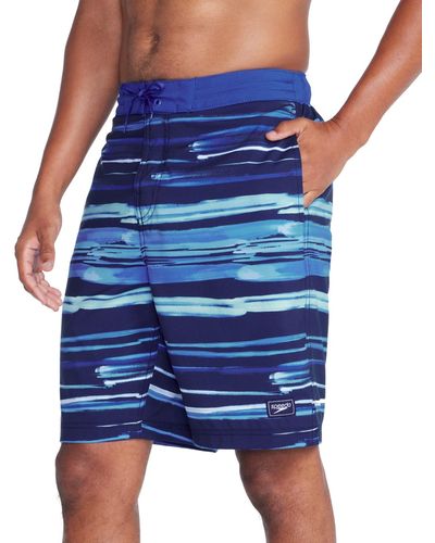 Speedo Bondi Basin Printed Stripe Board Shorts - Blue