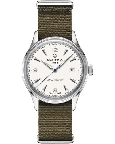 Certina Swiss Automatic Ds Green Synthetic Strap Watch 41mm - Gray