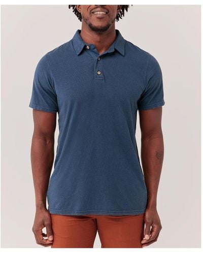 Pact Seaside Linen Blend Polo Shirt Made With Organic Cotton - Blue
