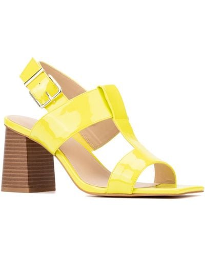 FASHION TO FIGURE Toni Wide Width Heels Sandals - Yellow