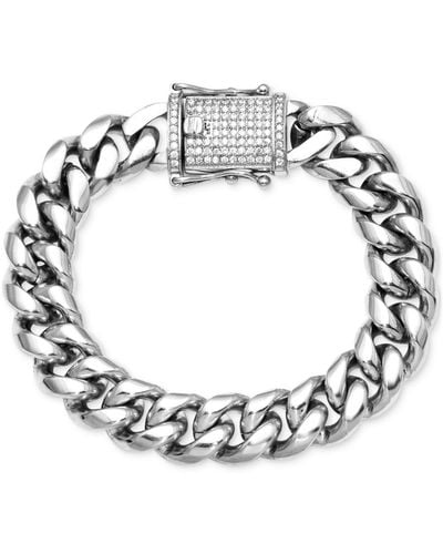 Macy's Diamond Pave Clasp Curb Link Bracelet (1/2 Ct. T.w. - Metallic
