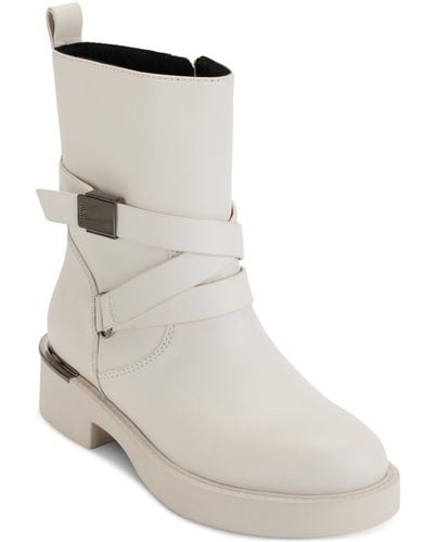 DKNY Taeta Strappy Zip Boots - Natural
