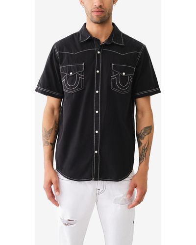 True Religion Short Sleeve Camp Collar Resort Shirt - Black