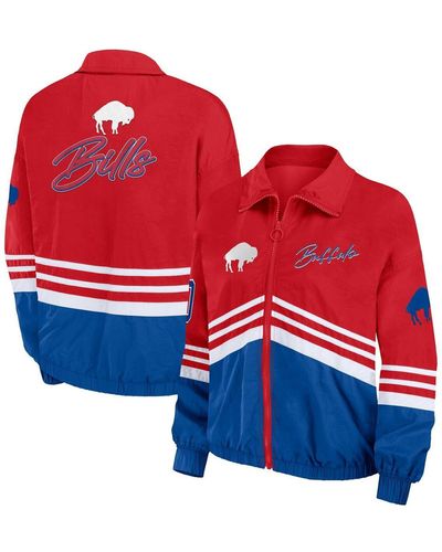 WEAR by Erin Andrews Distressed Buffalo Bills Vintage-like Throwback Windbreaker Full-zip Jacket - Red