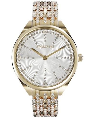 Swarovski Attract Watch Champagne And Champagne White Physical Vapor Deposition Stainless Steel Bracelet Watch 36 Mm X 30 Mm - Metallic